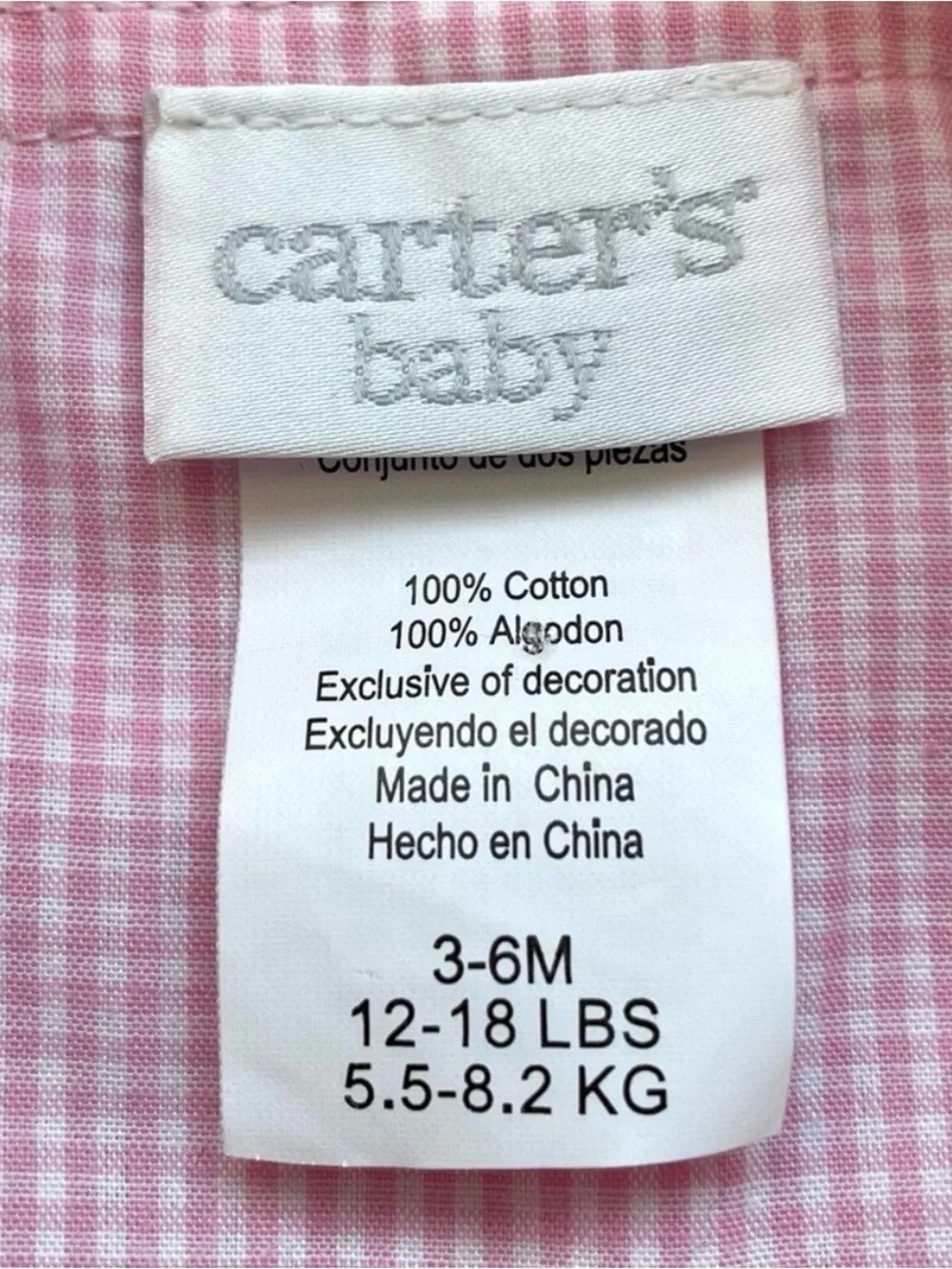 VTG Carter’s Baby Girls Easter Flower Embroidered Check Overalls in Pink 3-6M